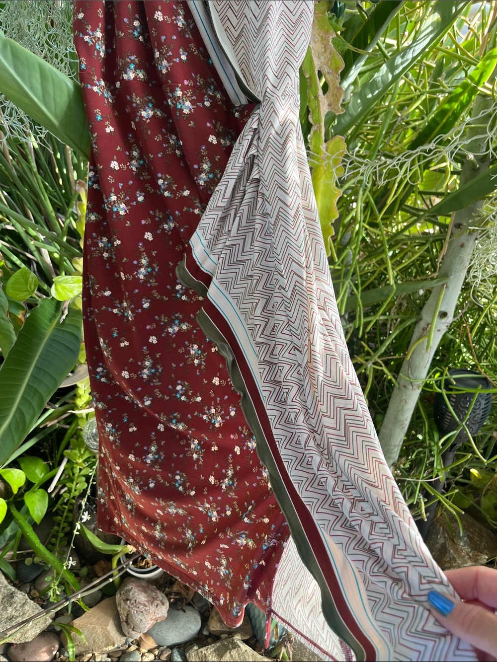 Cato Burgundy Floral & Stripe Summer Dress - Picture 5 of 7